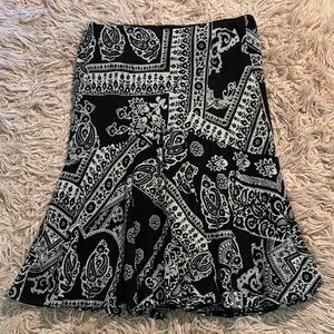 American Living Floral and Paisley Print Midi Skirt with Tier Flounce